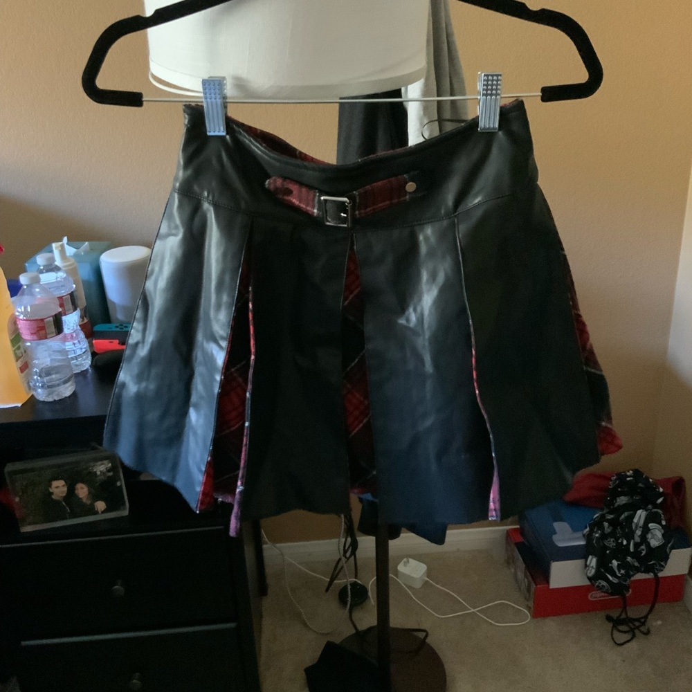 Dollkills plaid leather skirt